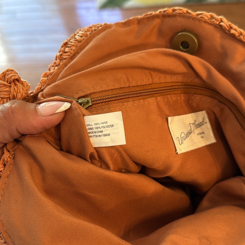Universal Thread Handcrafted Raffia Tan/Orange Wo… - image 4